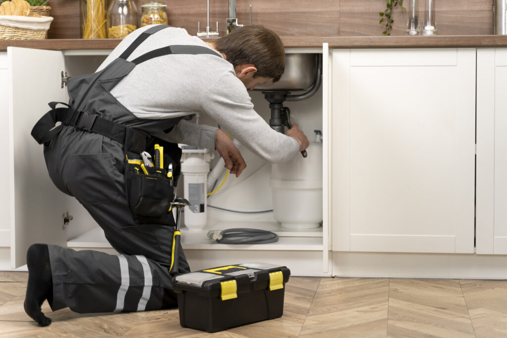Man working as a plumber